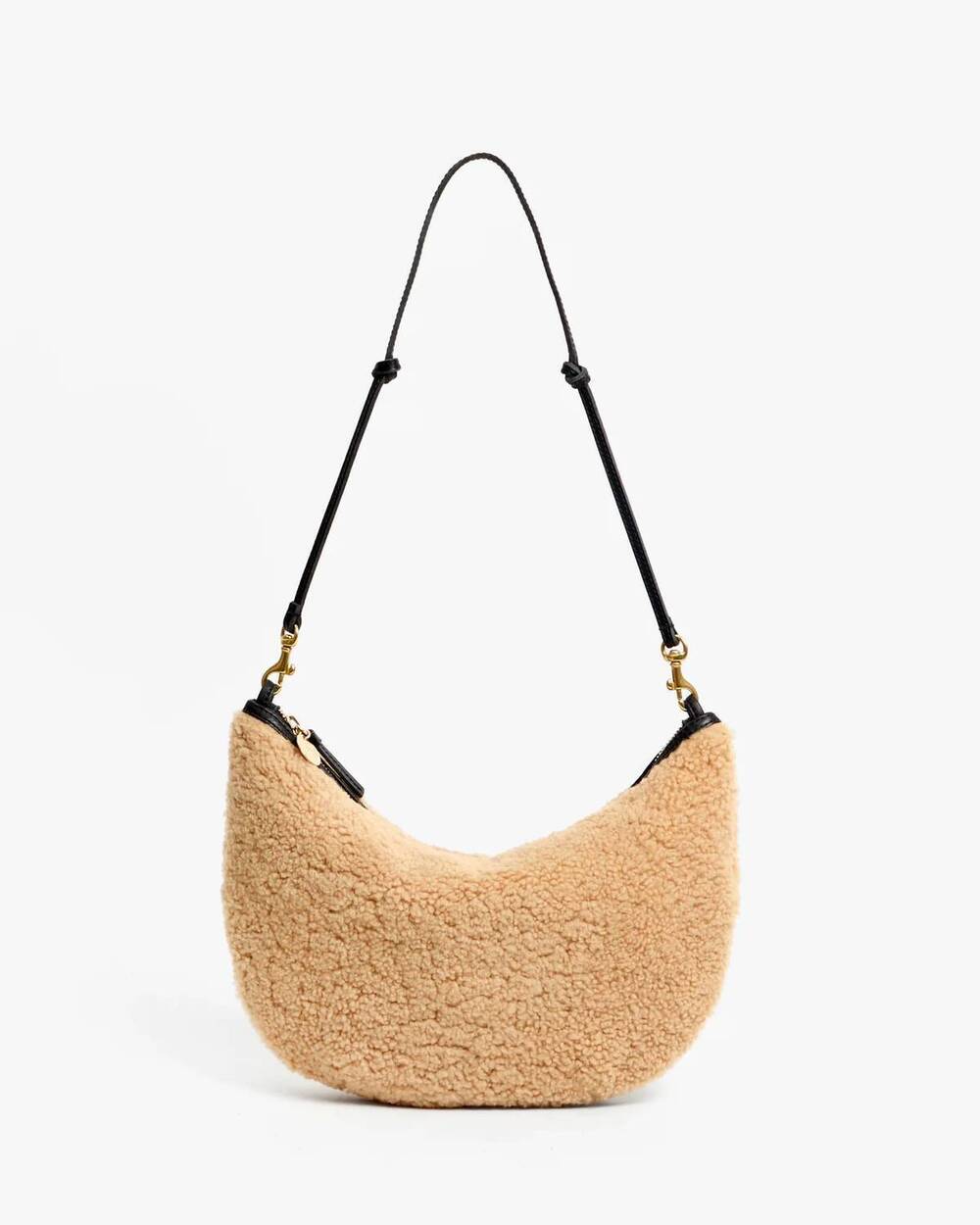 NEW CLARE V. women's lune shearling bag in oat